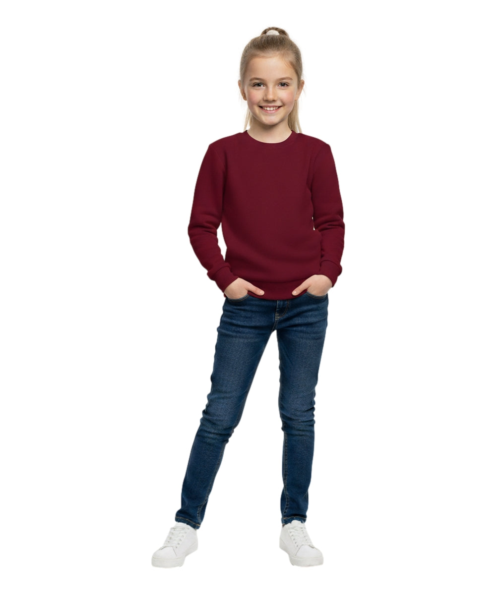 Premium Quality Fleece Crewneck Sweater shirts  Burgundy  KP102 2 Pack