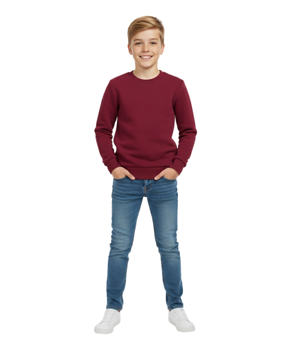 Premium Quality Fleece Crewneck Sweater shirts Burgundy KP102 2 Pack