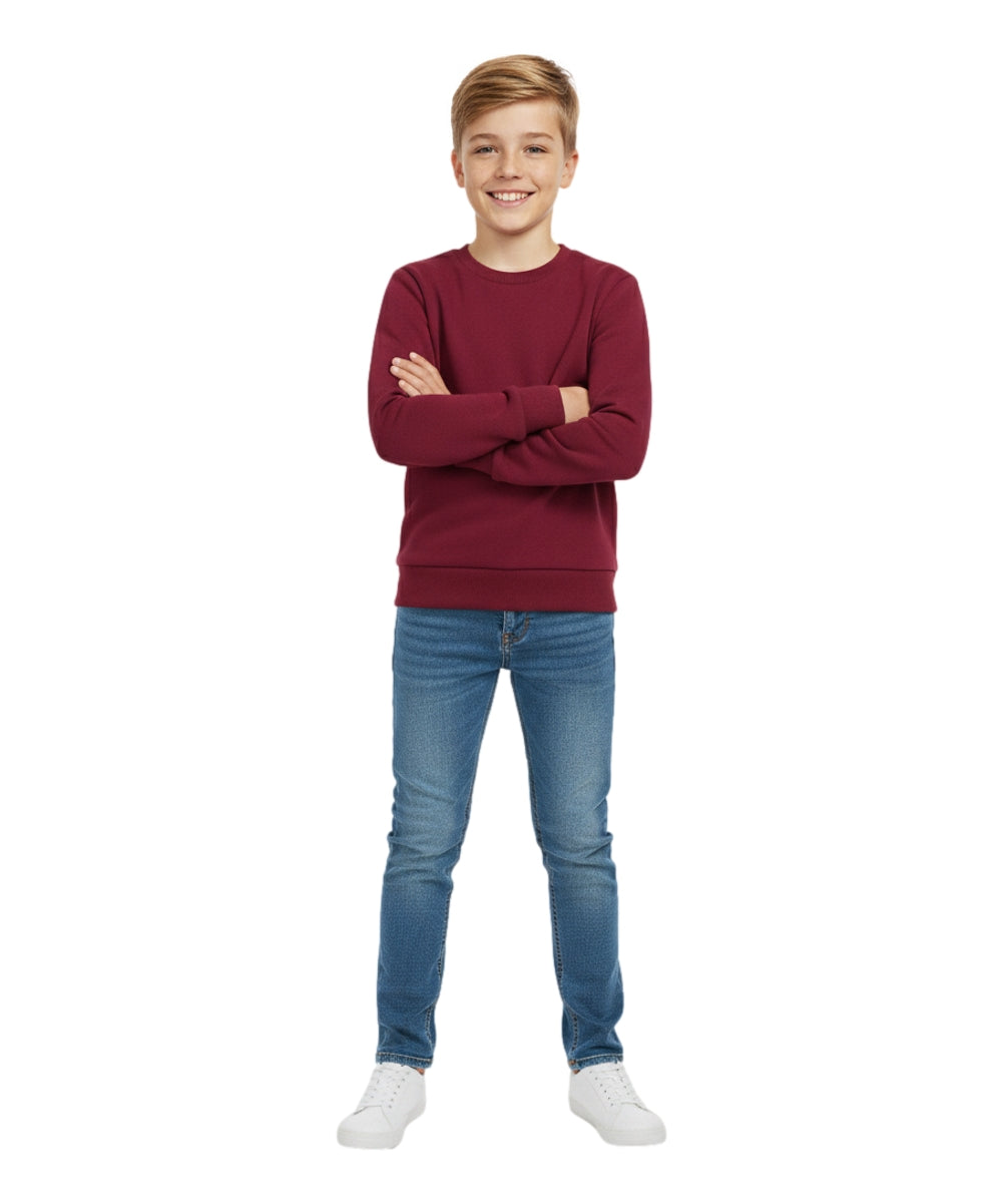 Premium Quality Fleece Crewneck Sweater shirts Burgundy KP102