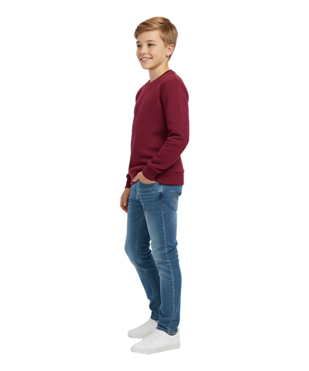 Premium Quality Fleece Crewneck Sweater shirts Burgundy KP102
