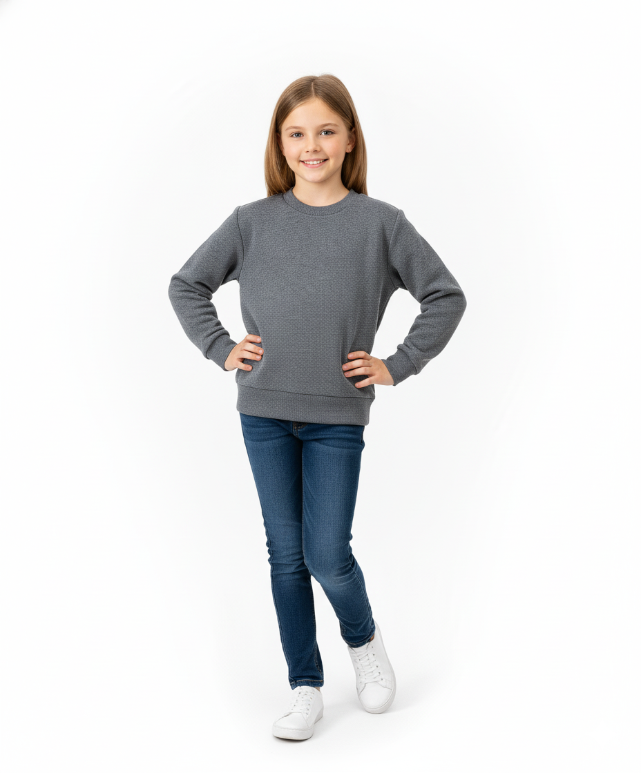 Premium Quality Fleece Crewneck Sweater shirts D grey KP102
