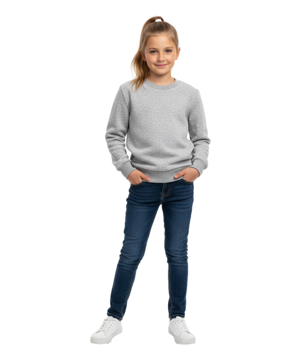 Premium Quality Fleece Crewneck Sweater shirts  L grey  KP102