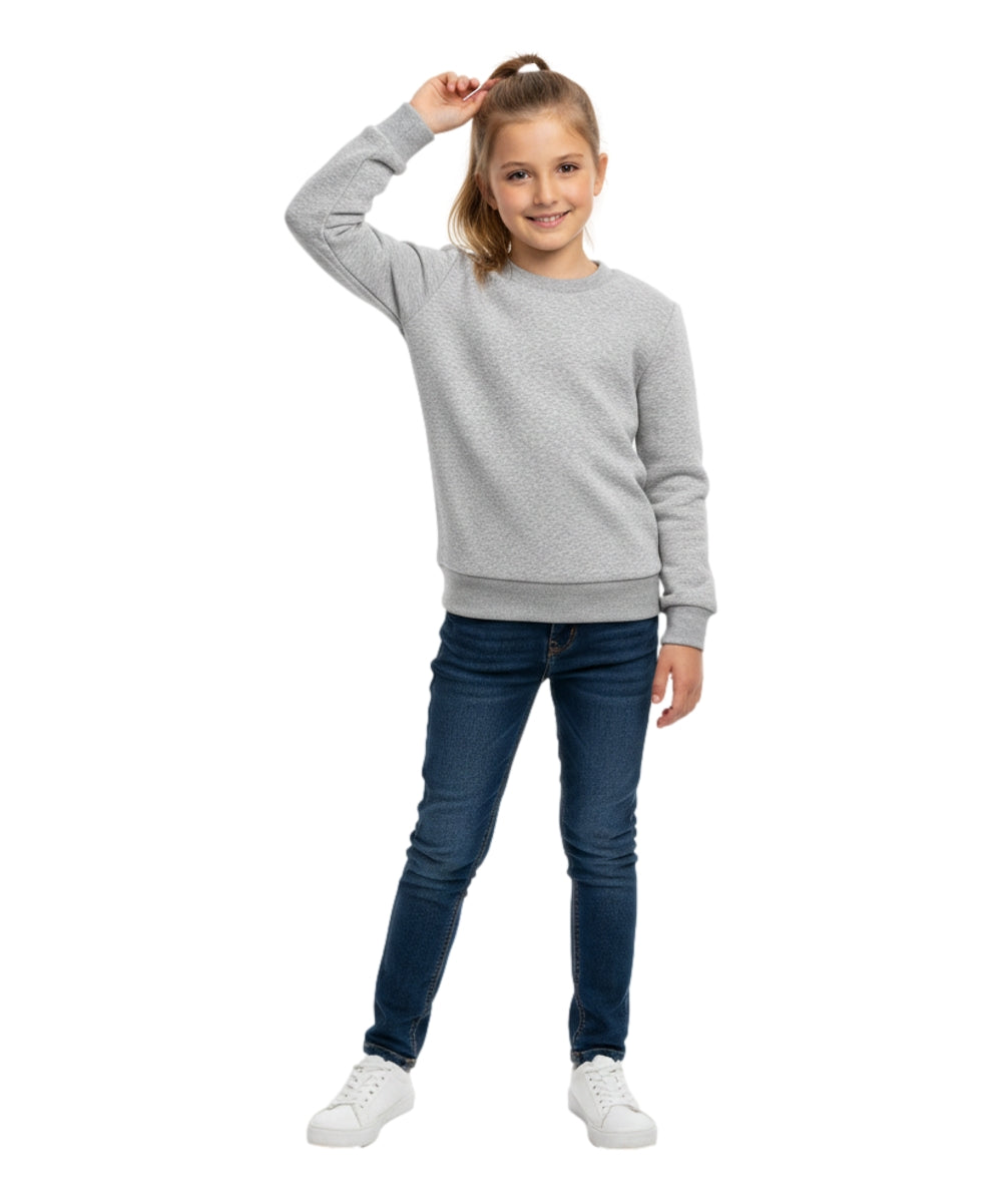 Premium Quality Fleece Crewneck Sweater shirts  L grey  KP102