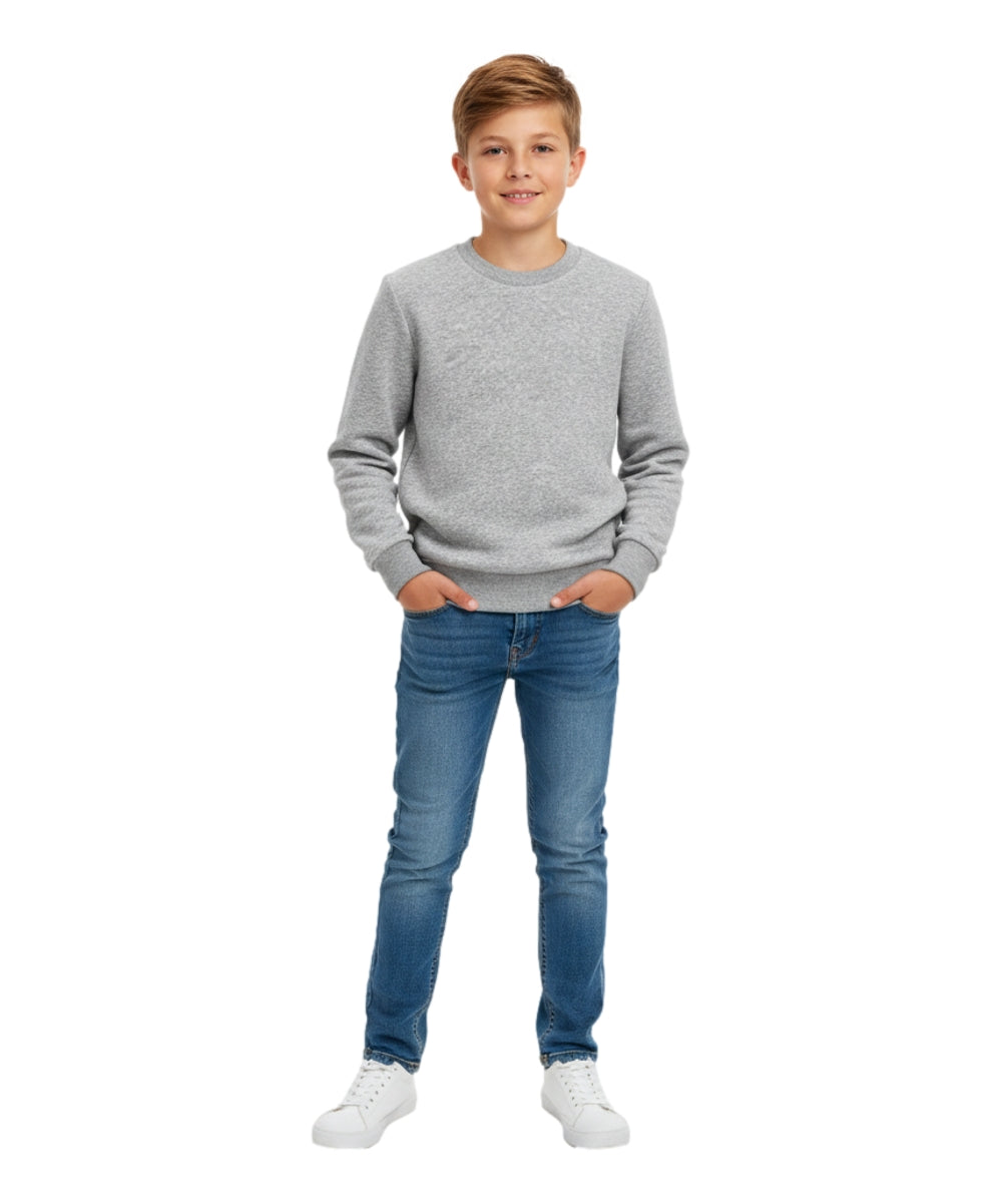 Premium Quality Fleece Crewneck Sweater shirts L Grey KP102 2 Pack
