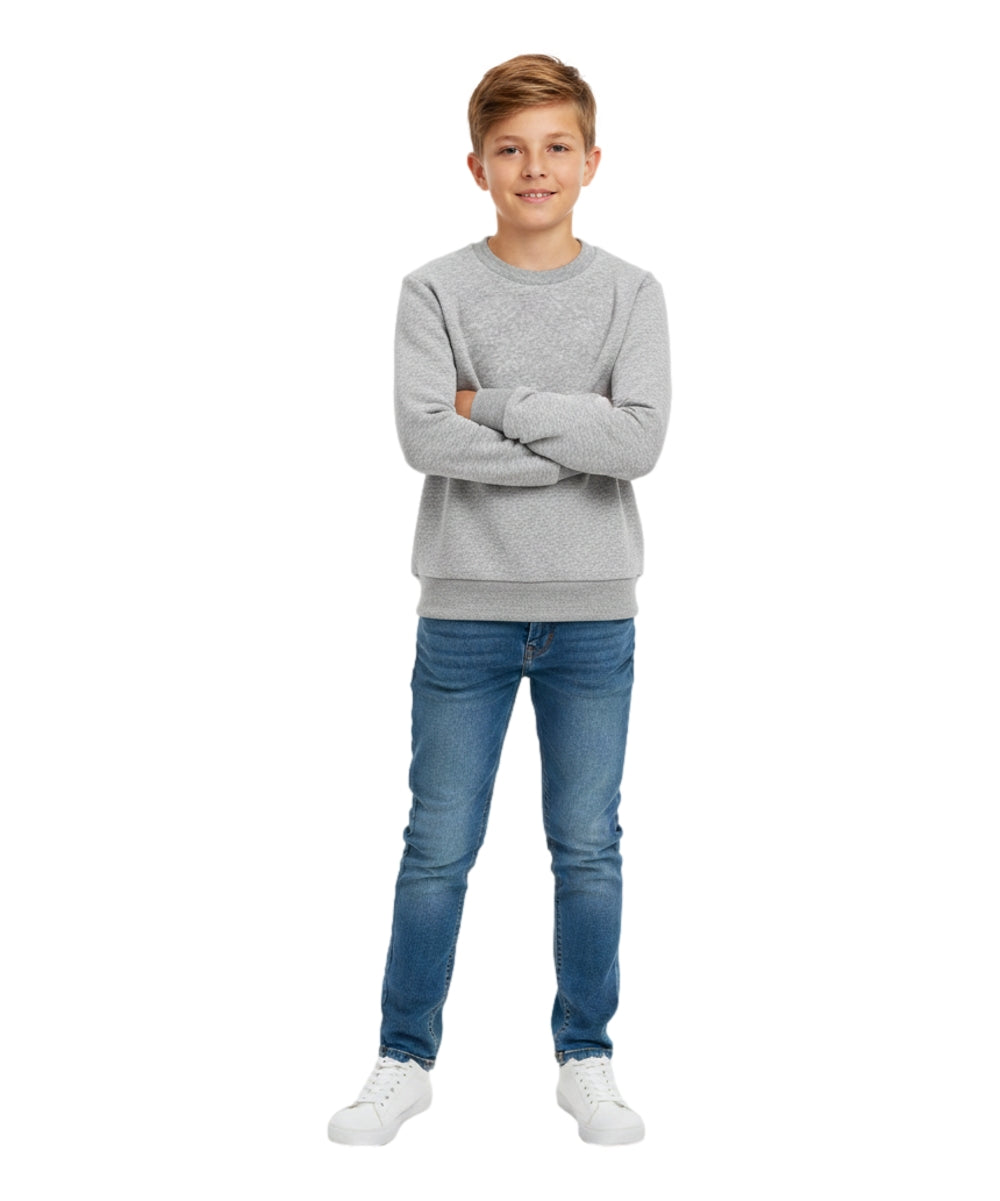 Premium Quality Fleece Crewneck Sweater shirts L Grey KP102 2 Pack