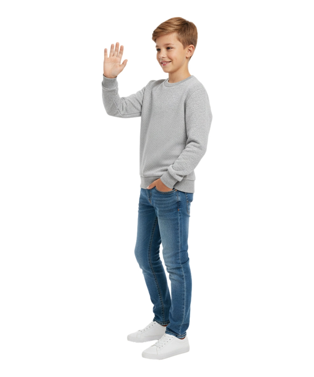 Premium Quality Fleece Crewneck Sweater shirts L Grey KP102 2 Pack