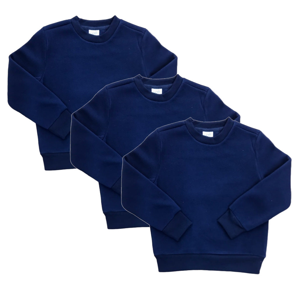 Premium Quality Fleece Crewneck Sweater shirts Black KP102 3 Pack