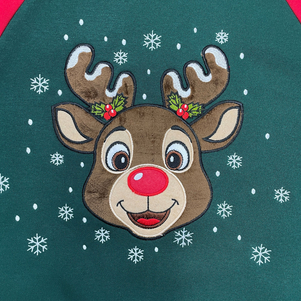 Girls' Embroidered Christmas Holiday Graphic Fleece Pullover Hoodie KP105