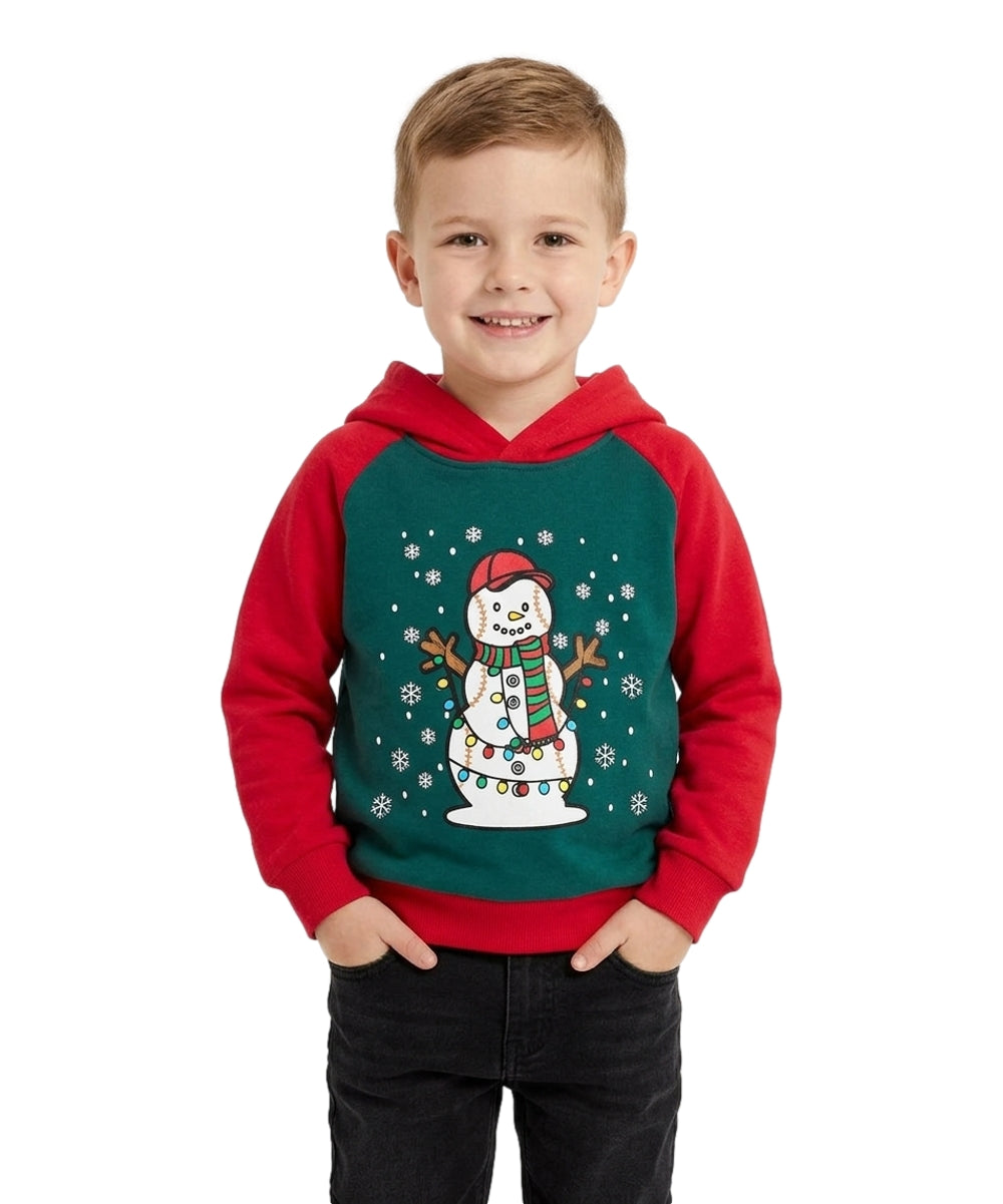 Boys' Embroidered Christmas Holiday Graphic Fleece Pullover Hoodie KP105