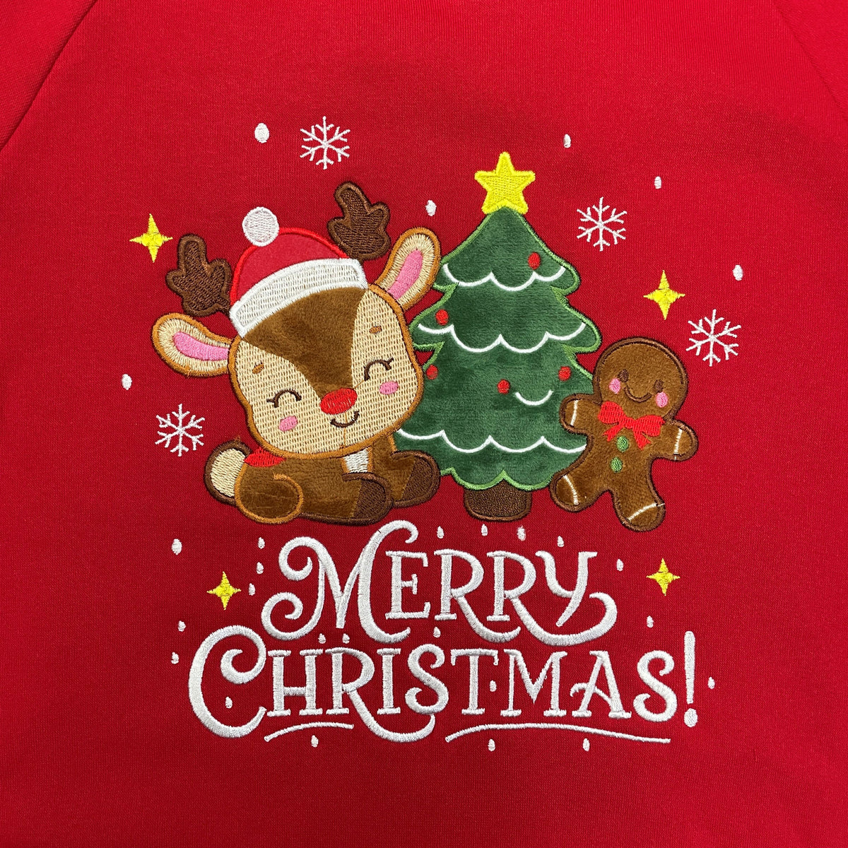 Girls' Embroidered Christmas Holiday Graphic Fleece Pullover Hoodie KP105