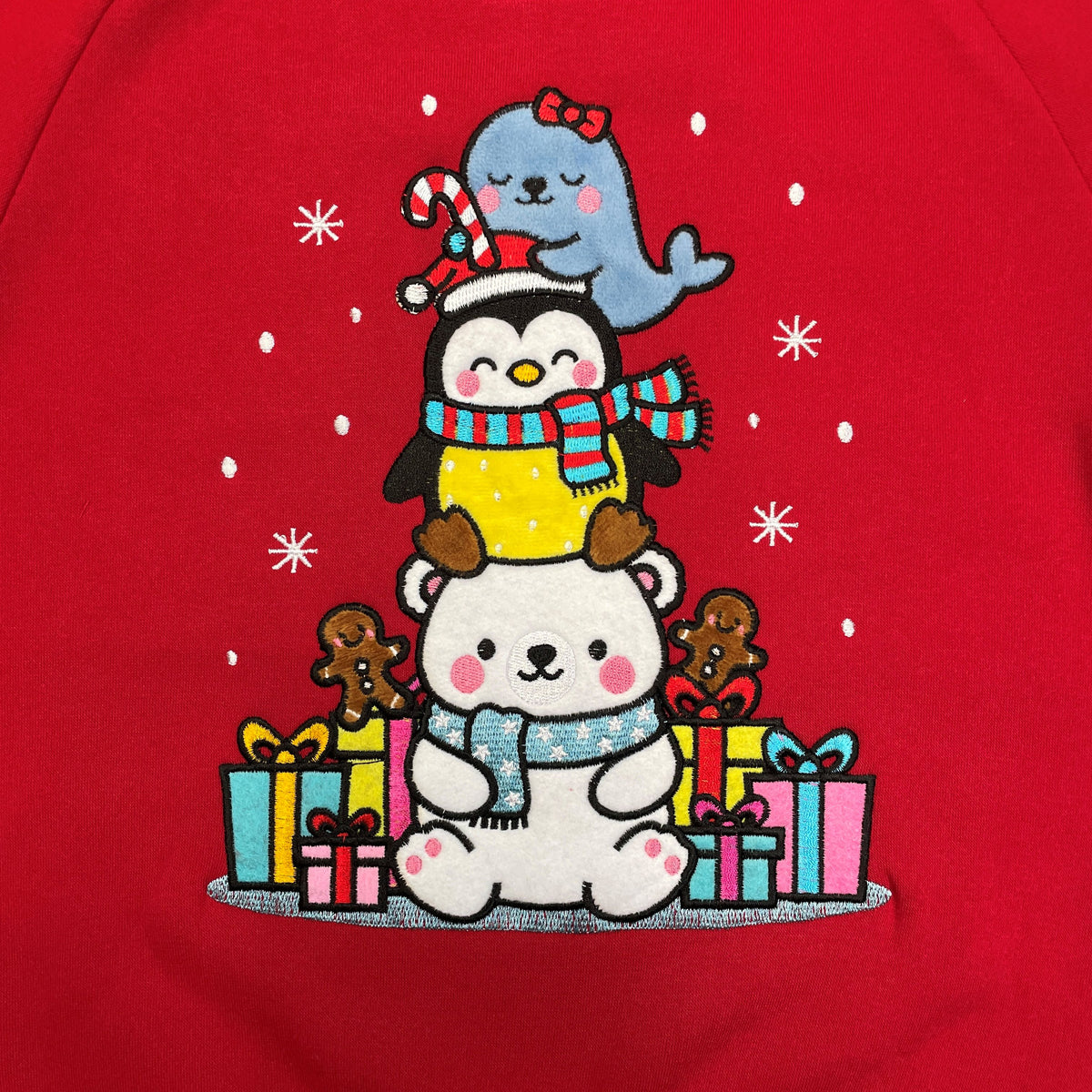 Girls' Embroidered Christmas Holiday Graphic Fleece Pullover Hoodie KP105