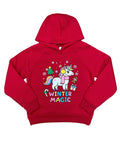 Girls' Embroidered Christmas Holiday Graphic Fleece Pullover Hoodie KP105