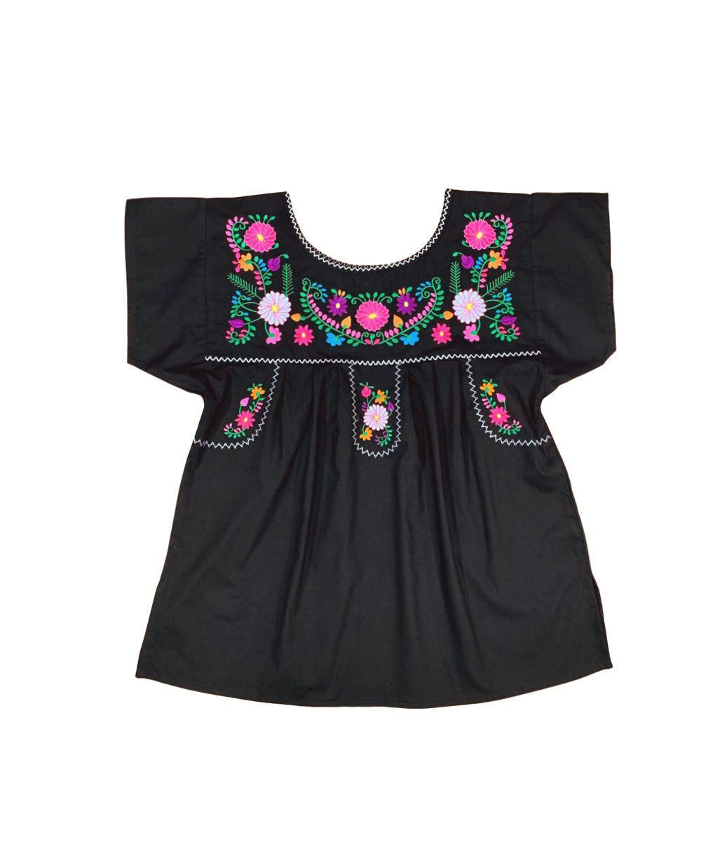Women Traditional Puebla Mexican Embroidered Blouse Turquoise MT801