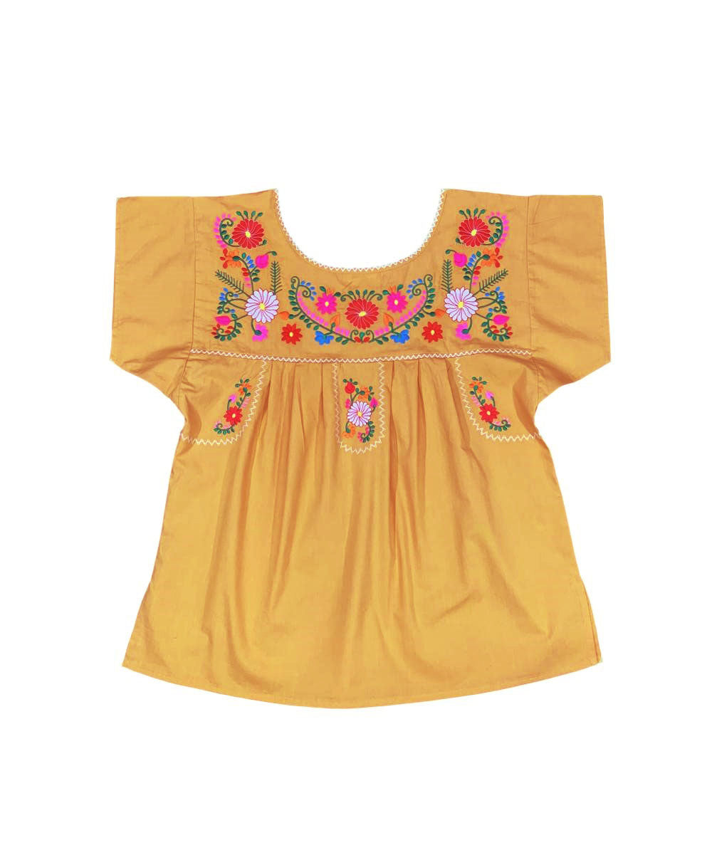 Women Traditional Puebla Mexican Embroidered Blouse Turquoise MT801