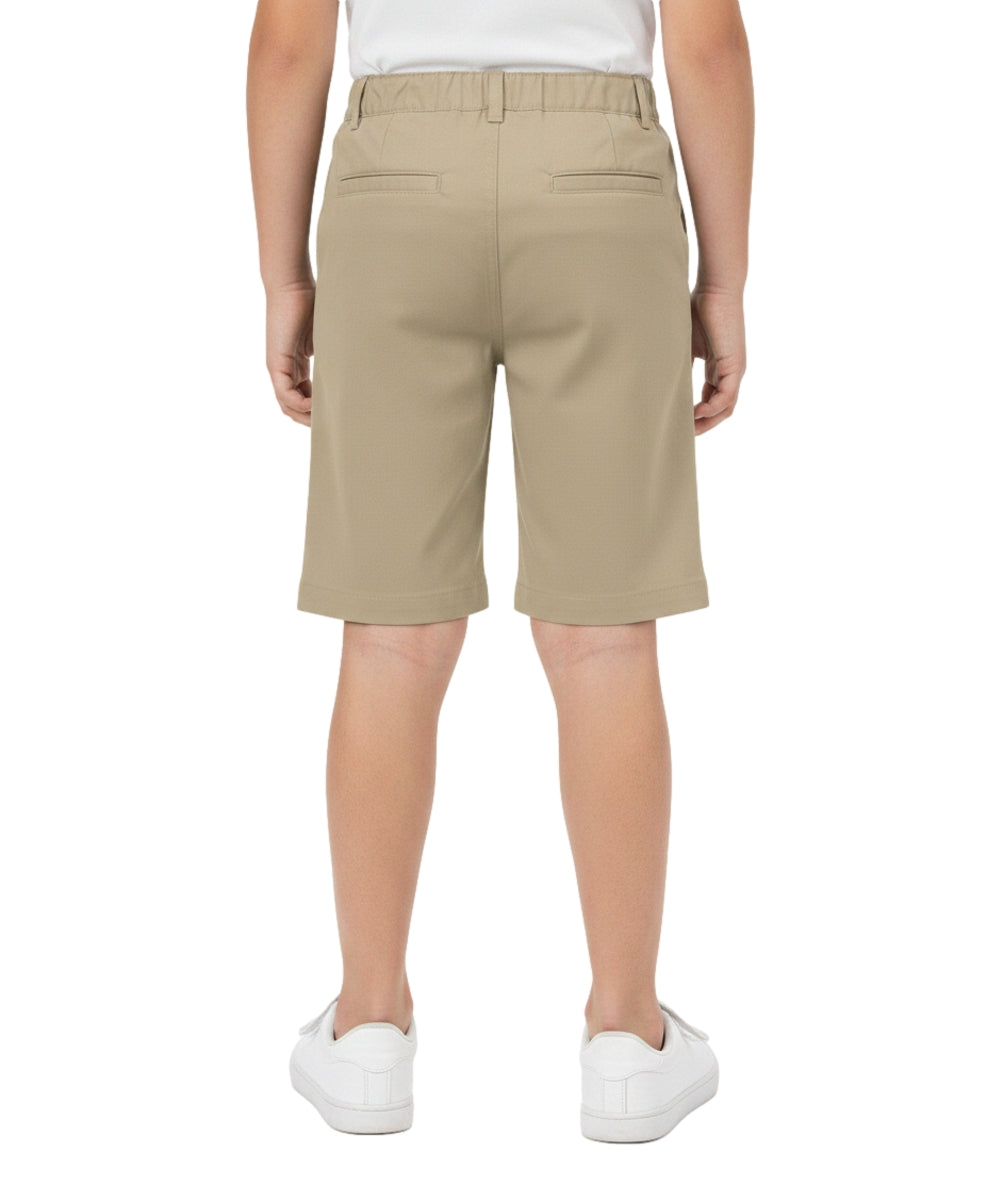 Boy Uniform Khaki Zip Up Shorts With Adjustable Waist 5-16 SBU31
