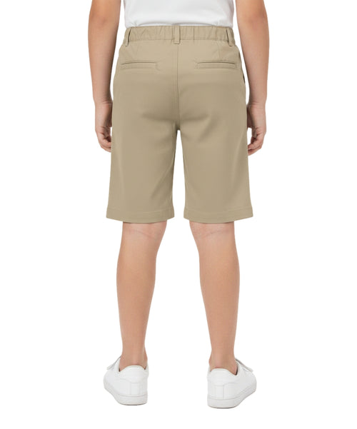 Boy Uniform Khaki Zip Up Shorts With Adjustable Waist 5-16 SBU31
