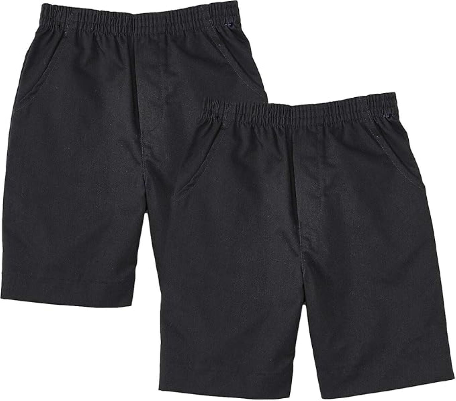 School Uniform Pull-On Blue Shorts, Elastic Waist Twill Bottoms, Comfort Fit School Apparel SBU32 2 Pack