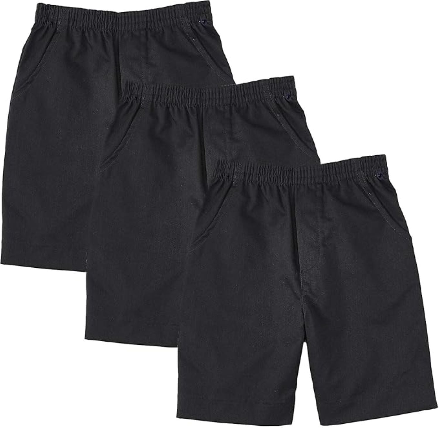 School Uniform Pull-On Khaki Shorts, Elastic Waist Twill Bottoms, Comfort Fit School Apparel SBU32 3 Pack