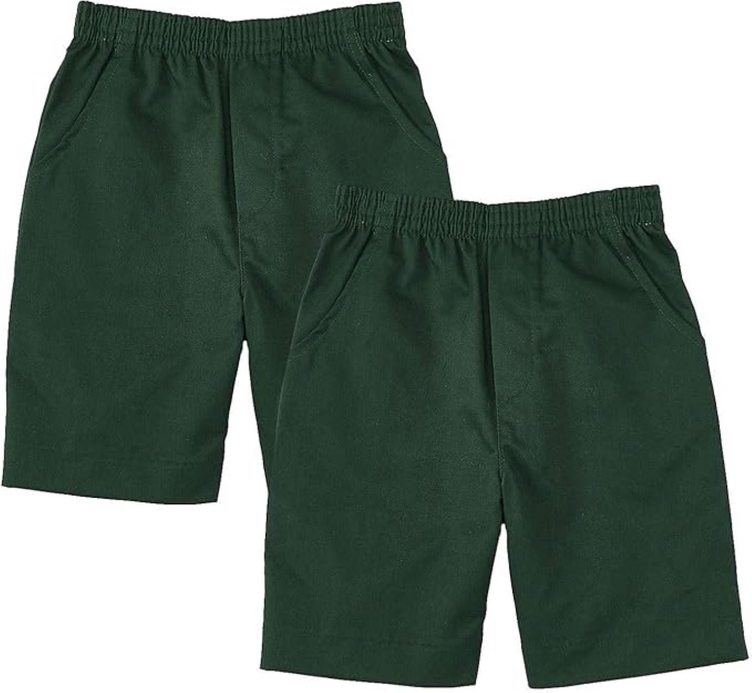 School Uniform Pull-On Blue Shorts, Elastic Waist Twill Bottoms, Comfort Fit School Apparel SBU32 2 Pack