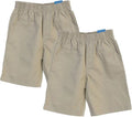 School Uniform Pull-On Grey Shorts, Elastic Waist Twill Bottoms, Comfort Fit School Apparel SBU32 2 Pack