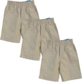 School Uniform Pull-On Grey Shorts, Elastic Waist Twill Bottoms, Comfort Fit School Apparel SBU32 3 Pack
