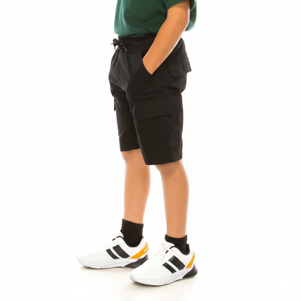 Boy Black Cargo School Every Wear or  Uniform Shorts 4/5-16 SCG33