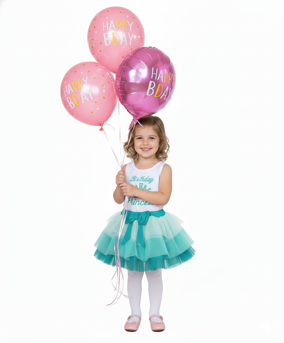unik Girl Tulle Layered Birthday Princess 2 Piece Skirt Set Mint SK2090