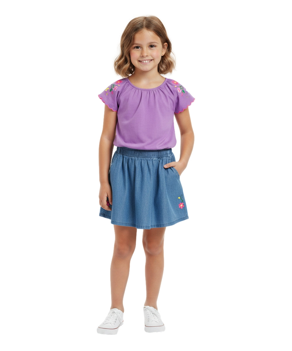 Girl Embroidered Skirt Set Lilac SK2294