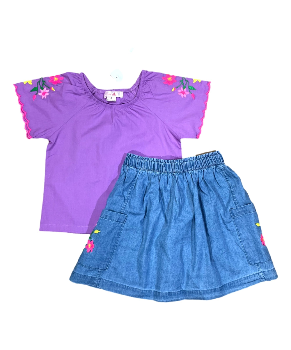 Girl Embroidered Skirt Set Lilac SK2294