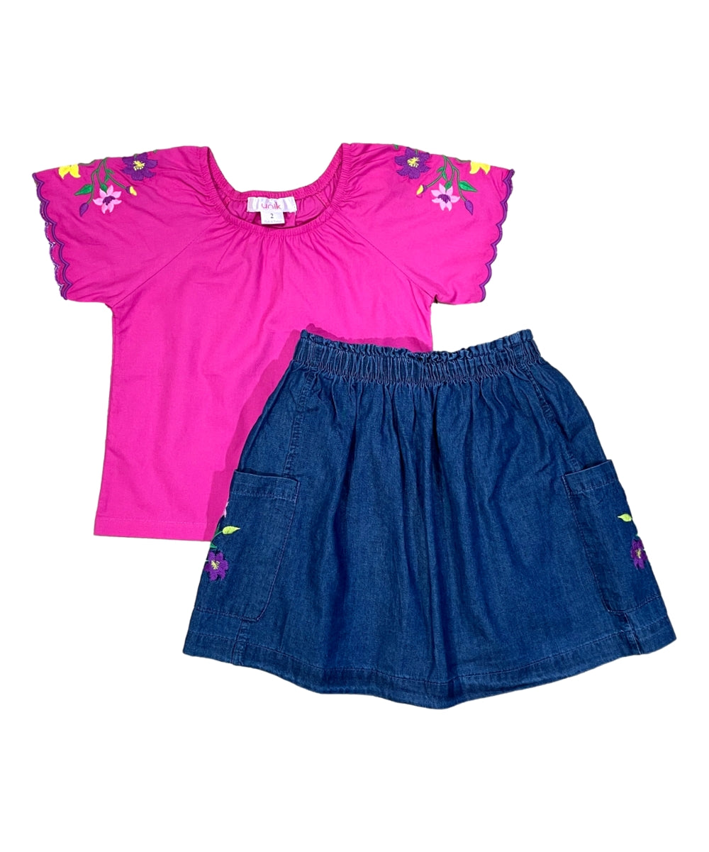 Girl Embroidered Skirt Set Lilac SK2294