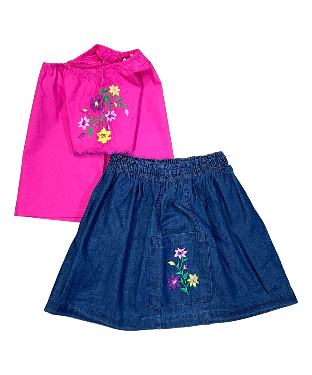 Girl Embroidered Skirt Set White SK2294
