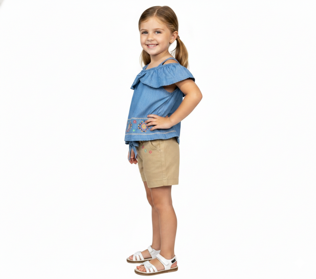 Girl Denim Embroidered Short Sets L. Denim SS2072