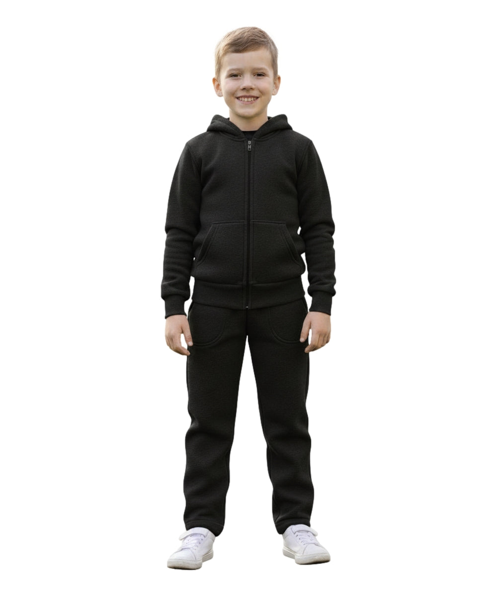 Premium Solid Plain Fleece Set  Black US01