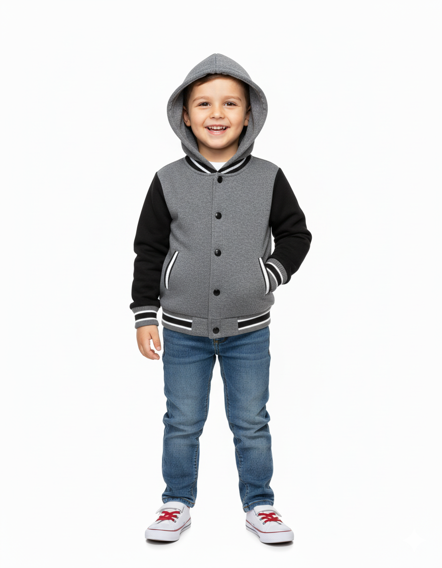 Boys Fleece Varsity Jacket Dgrey VJ2199