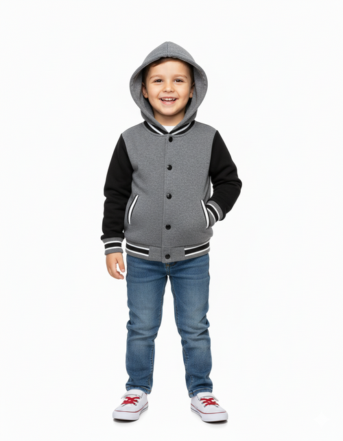 Boys Fleece Varsity Jacket Dgrey VJ2199