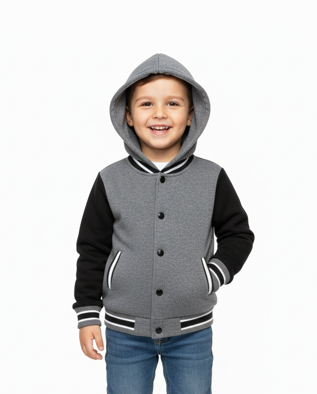 Boys Fleece Varsity Jacket Dgrey VJ2199