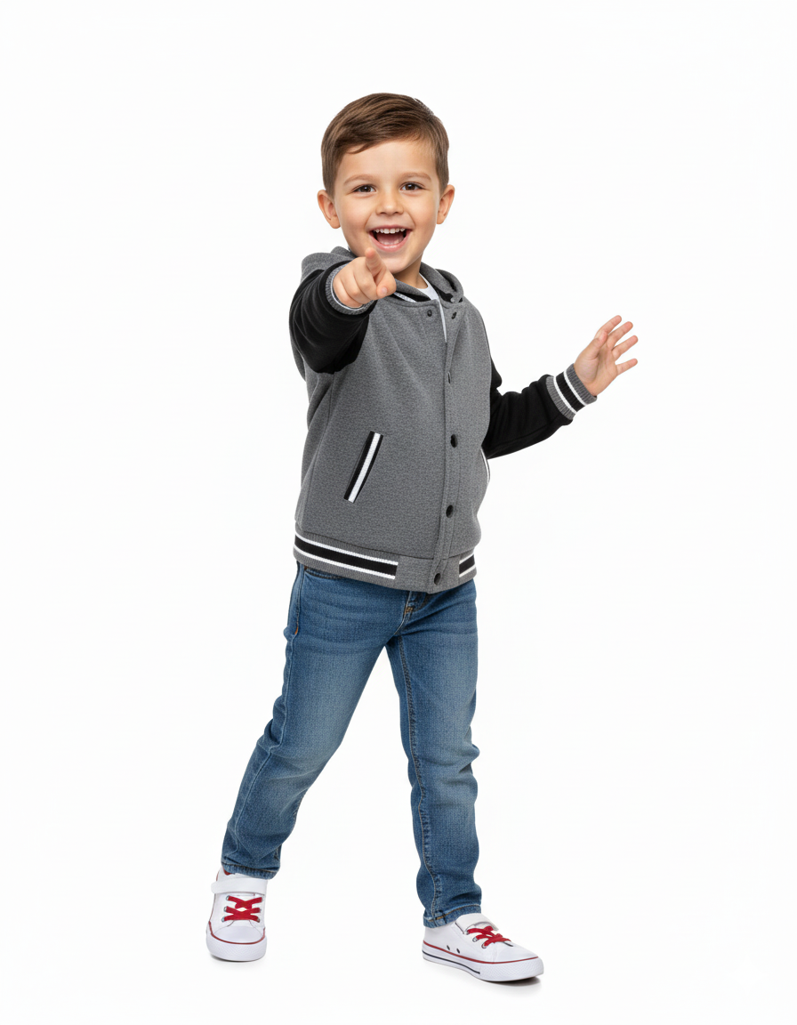 Boys Fleece Varsity Jacket Dgrey VJ2199