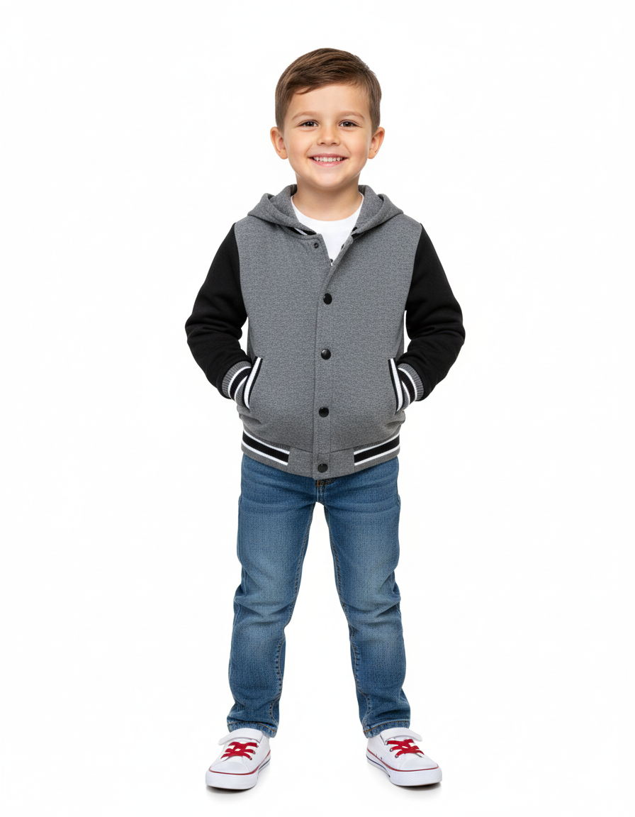 Boys Fleece Varsity Jacket Dgrey VJ2199
