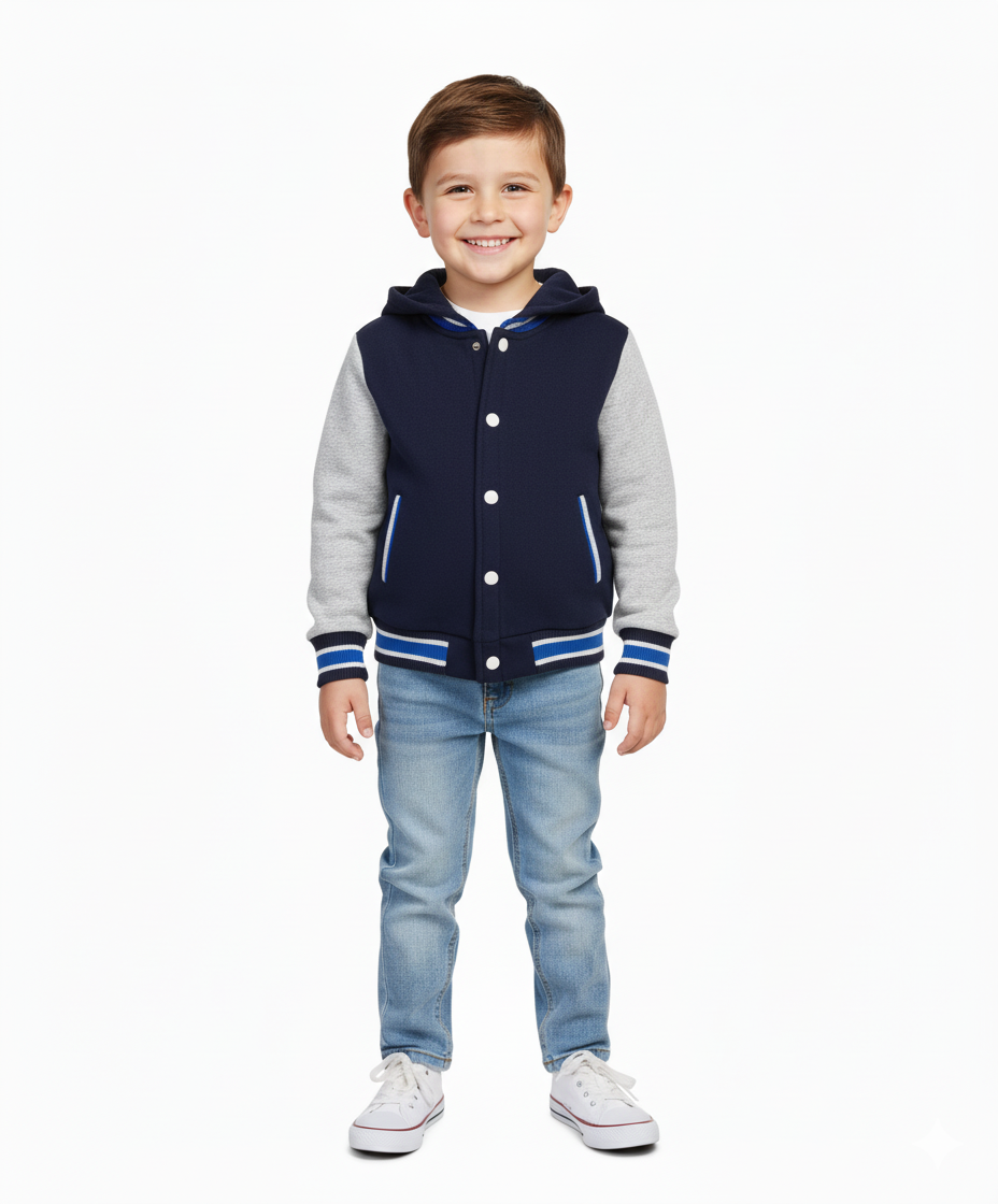 Boys Fleece Varsity Jacket Navy VJ2199