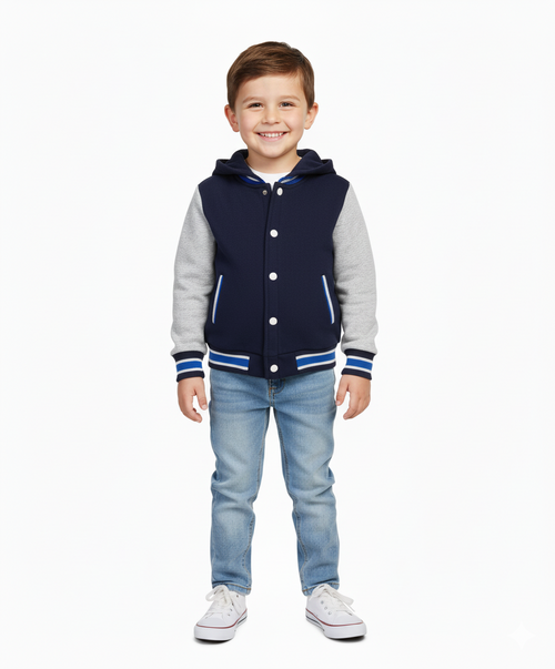 Boys Fleece Varsity Jacket Navy VJ2199