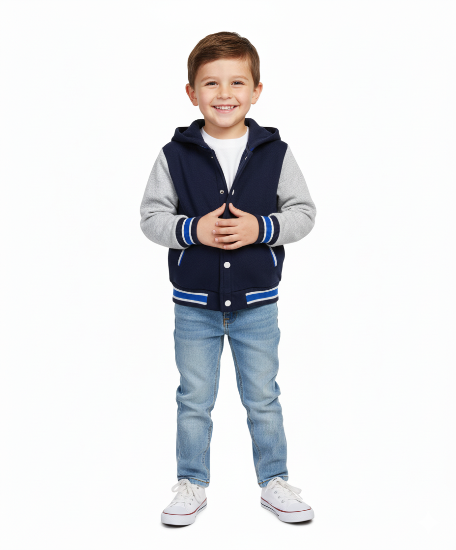Boys Fleece Varsity Jacket Navy VJ2199