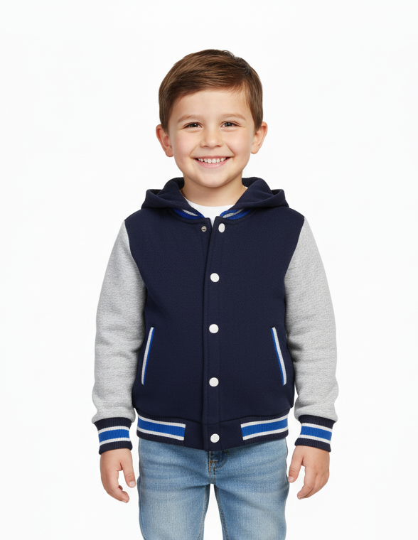 Boys Fleece Varsity Jacket Navy VJ2199