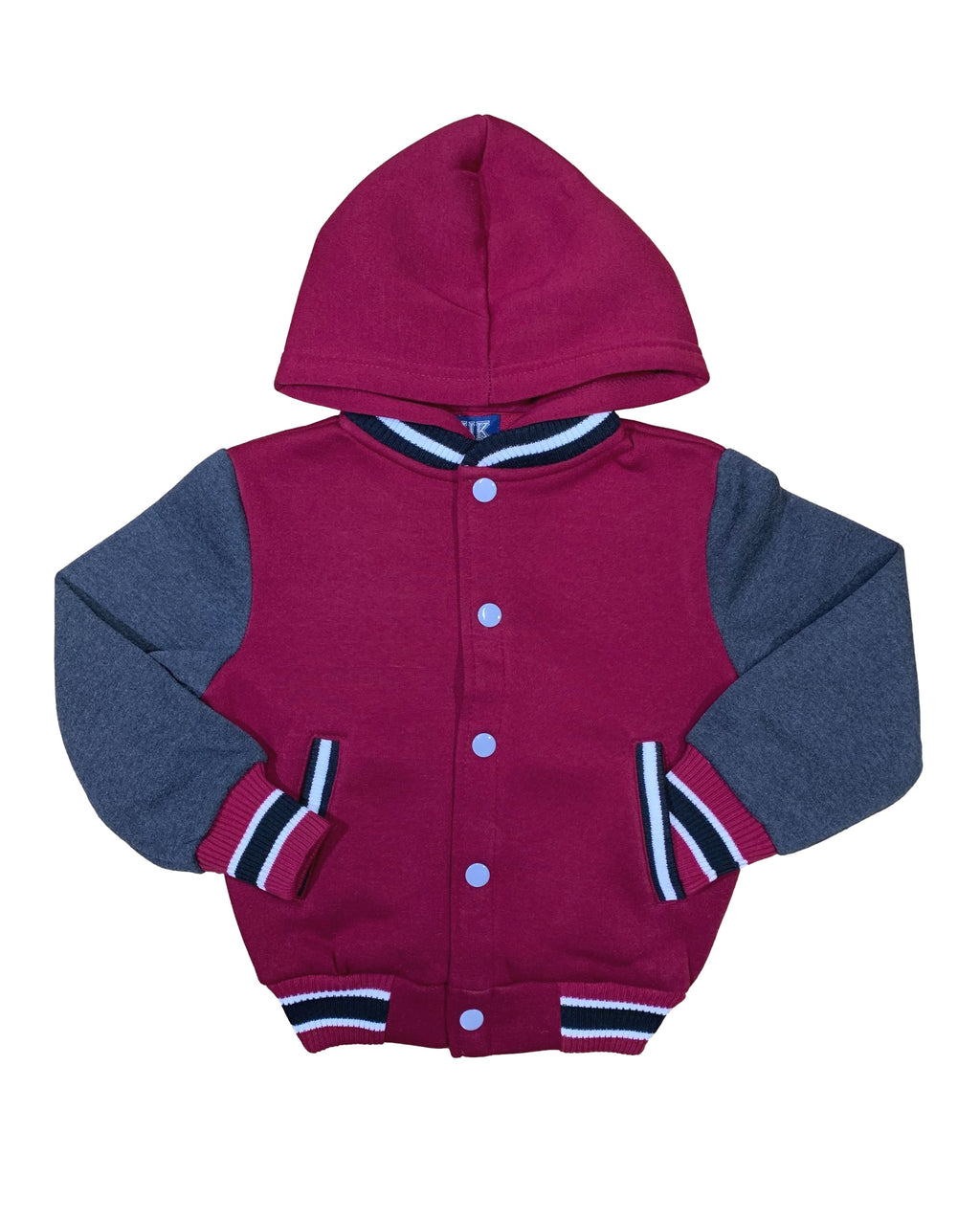 Girls Fleece Varsity Jacket Burgundy VJ2199