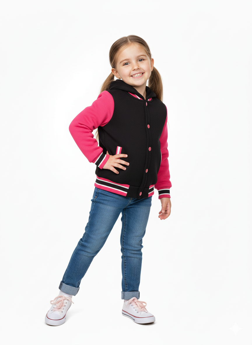 Girls Fleece Varsity Jacket Burgundy VJ2199