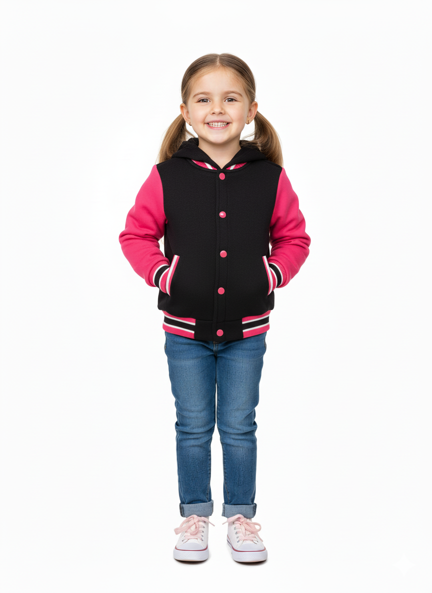 Girls Fleece Varsity Jacket Burgundy VJ2199