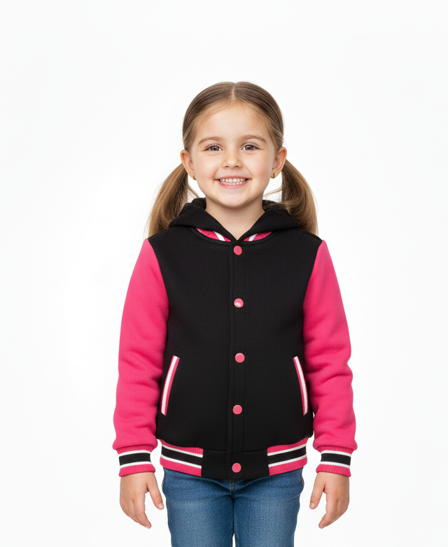 Girls Fleece Varsity Jacket Burgundy VJ2199