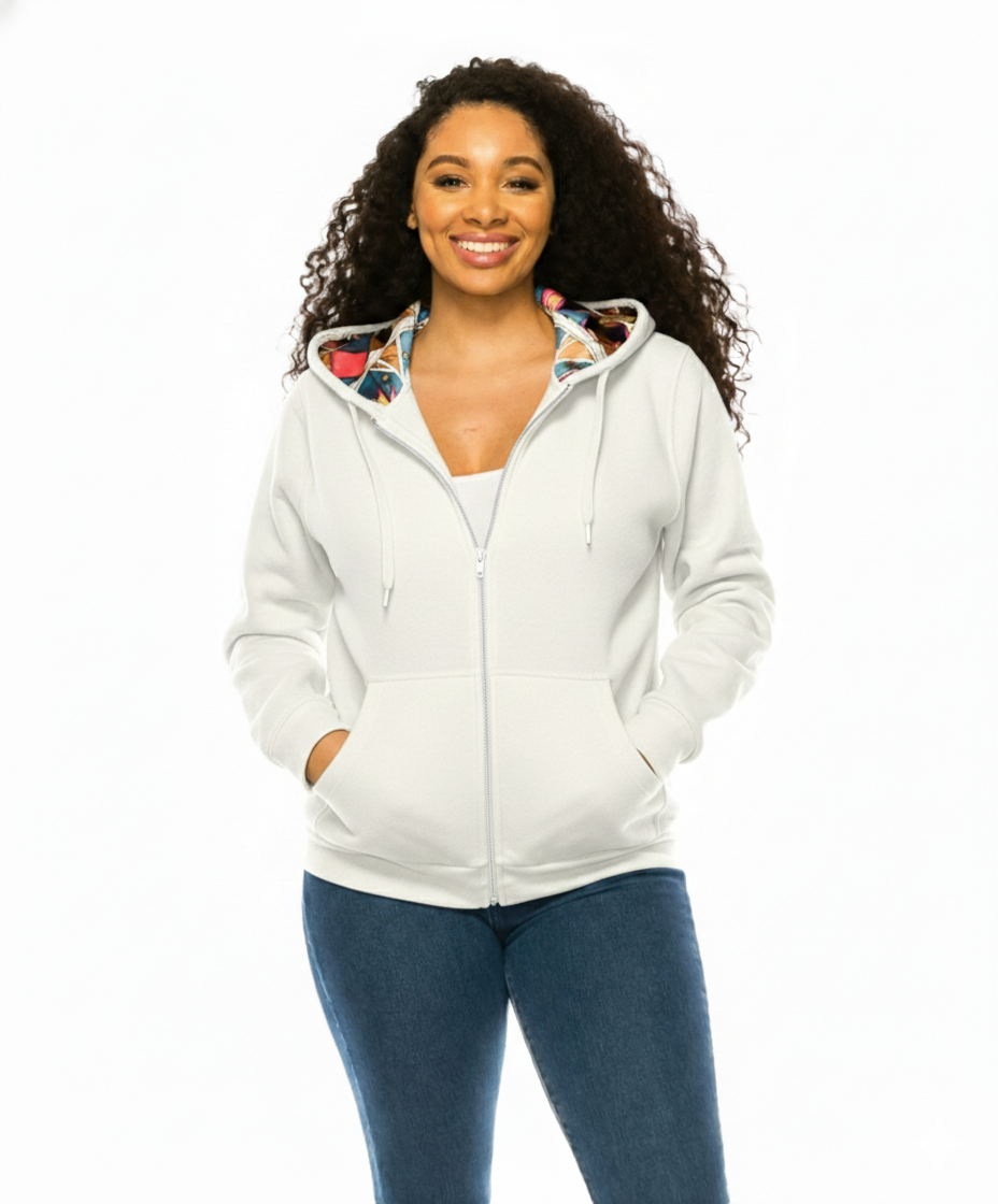 Unik Premium Quality Satin Lined Zip Up Hoodie with Travel Hidden Pockets L. Grey WBT62