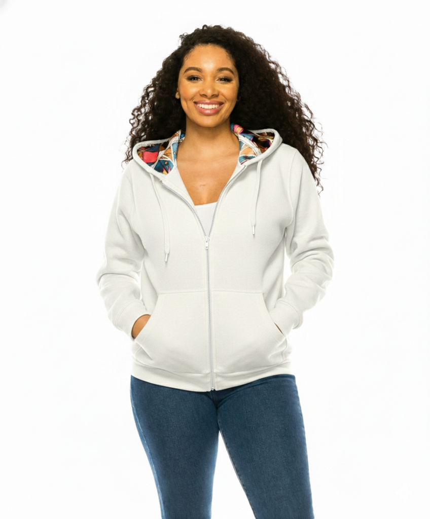 Unik Premium Quality Satin Lined Zip Up Hoodie with Travel Hidden Pockets Beige 1 WBT62