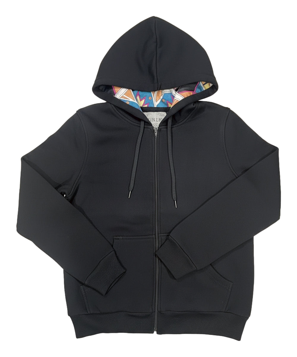 Unik Premium Quality Satin Lined Zip Up Hoodie with Travel Hidden Pockets L. Grey WBT62