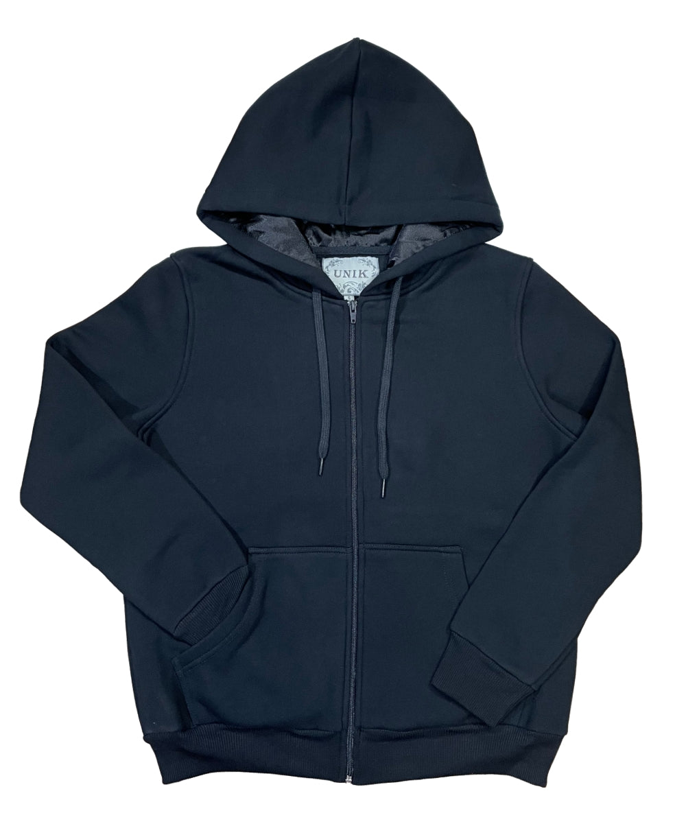 Unik Premium Quality Satin Lined Zip Up Hoodie with Travel Hidden Pockets L. Grey 1 WBT62
